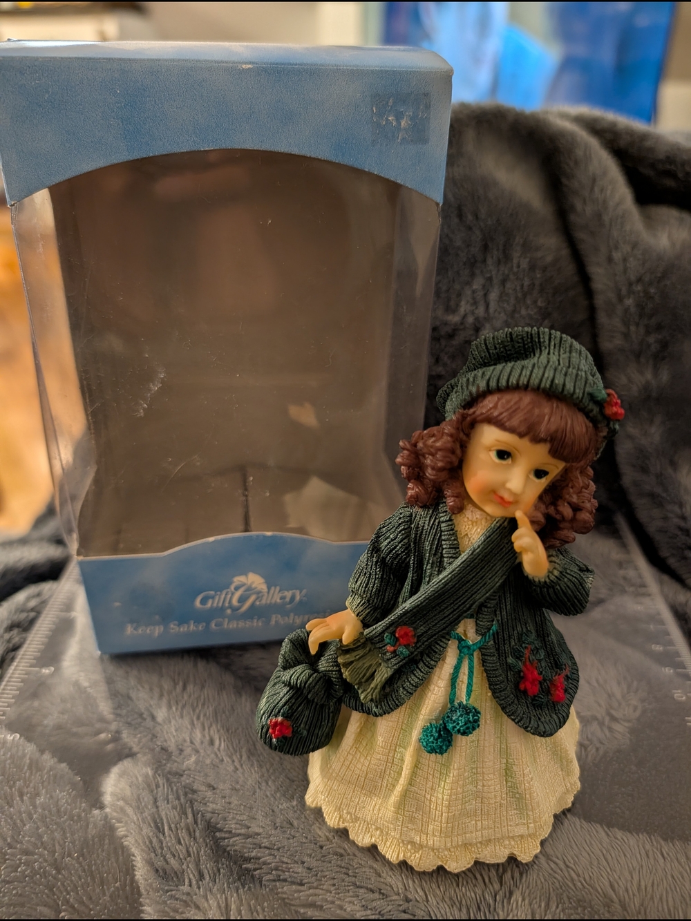 Kmart Gift Gallery Vintage-Style Girl Figurine in Green and Cream